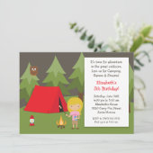 Camping Birthday Party Einladung für Mädchen (Stehend Vorderseite)