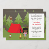 Camping Birthday Party Einladung für Mädchen (Vorne/Hinten)