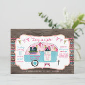 Camping Birthday Party Einladung - Girl Glamping (Stehend Vorderseite)