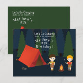 Camping Birthday Party Einladungspostkarte (Vorne/Hinten)