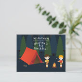 Camping Birthday Party Einladungspostkarte (Stehend Vorderseite)