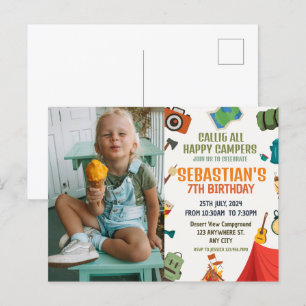 Camping Birthday Party Foto Postkarte