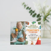 Camping Birthday Party Foto Postkarte (Stehend Vorderseite)