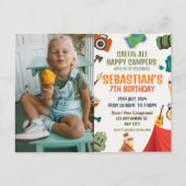 Camping Birthday Party Foto Postkarte (Vorderseite)