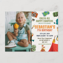 Camping Birthday Party Foto Postkarte