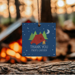 Camping Birthday Party Geschenkanhänger