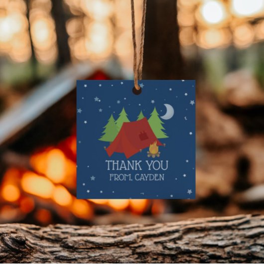 Camping Birthday Party Geschenkanhänger