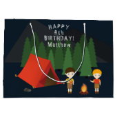 Camping Birthday Party Große Geschenktüte (Rückseite)