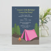 Camping Birthday Party | Mädchen Einladung (Stehend Vorderseite)
