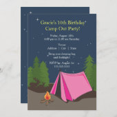 Camping Birthday Party | Mädchen Einladung (Vorne/Hinten)