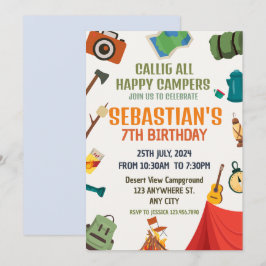 Camping Birthday Party Moderne Kinder Einladung