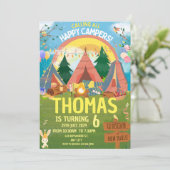Camping Birthday Party Moderne Kinder Einladung (Stehend Vorderseite)