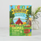 Camping Birthday Party Moderne Kinder Einladung (Stehend Vorderseite)