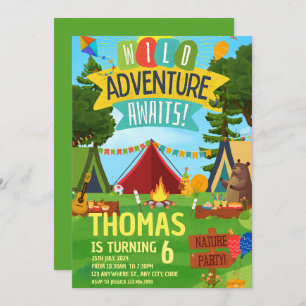 Camping Birthday Party Moderne Kinder Einladung