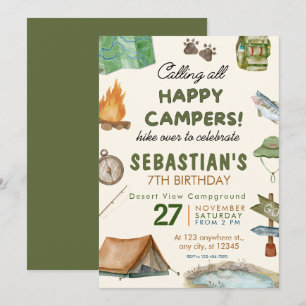 Camping Birthday Party Moderne Kinder Einladung