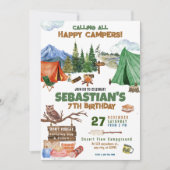 Camping Birthday Party Moderne Kinder Einladung (Vorderseite)
