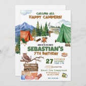 Camping Birthday Party Moderne Kinder Einladung (Vorne/Hinten)