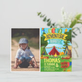 Camping Birthday Party Moderne Kinder Einladung (Stehend Vorderseite)