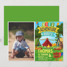 Camping Birthday Party Moderne Kinder Einladung