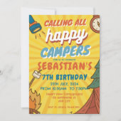 Camping Birthday Party Moderne Kinder Einladung (Vorderseite)