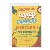 Camping Birthday Party Moderne Kinder Einladung