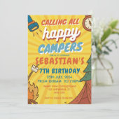 Camping Birthday Party Moderne Kinder Einladung (Stehend Vorderseite)