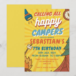 Camping Birthday Party Moderne Kinder Einladung