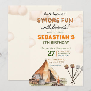Camping Birthday Party Moderne Kinder Einladung