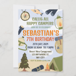 Camping Birthday Party Moderne Kinder Einladung