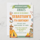 Camping Birthday Party Moderne Kinder Einladung (Vorderseite)