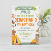 Camping Birthday Party Moderne Kinder Einladung (Stehend Vorderseite)