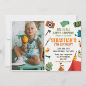 Camping Birthday Party Moderne Kinder Einladung (Vorderseite)
