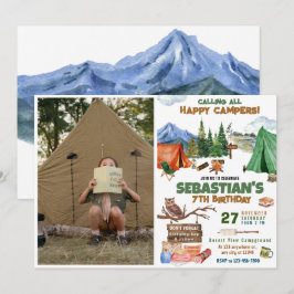 Camping Birthday Party Moderne Kinder Einladung