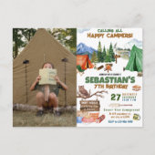 Camping Birthday Party Moderne Kinder Postkarte (Vorderseite)