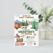 Camping Birthday Party Moderne Kinder Postkarte (Stehend Vorderseite)