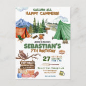 Camping Birthday Party Moderne Kinder Postkarte (Vorderseite)