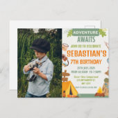 Camping Birthday Party Moderne Kinder Postkarte (Vorne/Hinten)