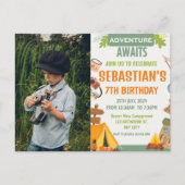 Camping Birthday Party Moderne Kinder Postkarte (Vorderseite)
