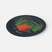 Camping Birthday Party Pappteller (Schrägansicht)