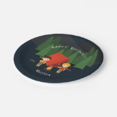 Camping Birthday Party Pappteller (Schrägansicht)