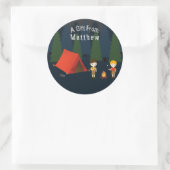 Camping Birthday Party Runder Aufkleber (Tasche)
