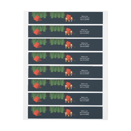 Camping Birthday Party Rundum-Adressaufkleber (Bogen)