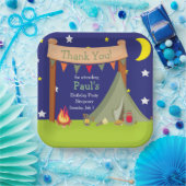 Camping Birthday Party Sleepover Khaki Green Pappteller (Party)