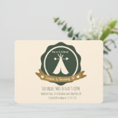 Camping Birthday Party Teepe Abzeichen Einladung (Stehend Vorderseite)