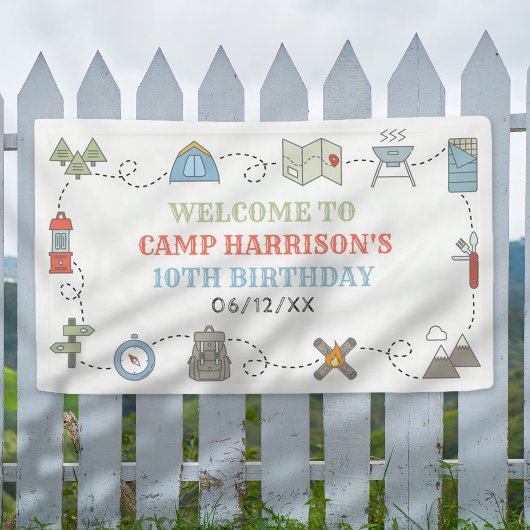 Camping Birthday Party Willkommen Banner