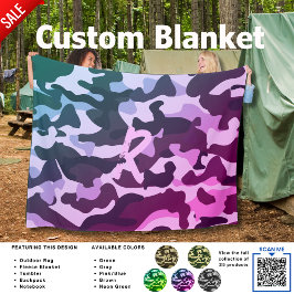 Camping Blanket Camouflage Hinzufügen Initial Kids Fleecedecke