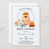 Camping Bonfire Bear Baby Shower Einladung (Vorne/Hinten)