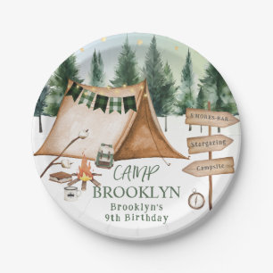 Camping Bonfire Campfire S'mores Geburtstag Außenb Pappteller