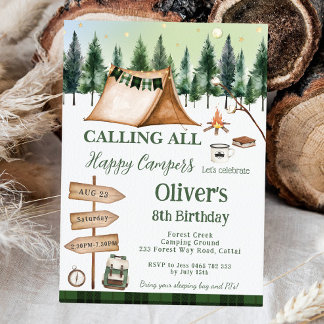 Camping Bonfire Campfire S'mores Geburtstag Einladung