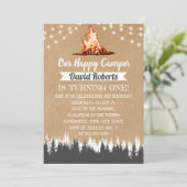Camping Bonfire Happy Camper Rustic Kraft Geburtst Einladung (Stehend Vorderseite)